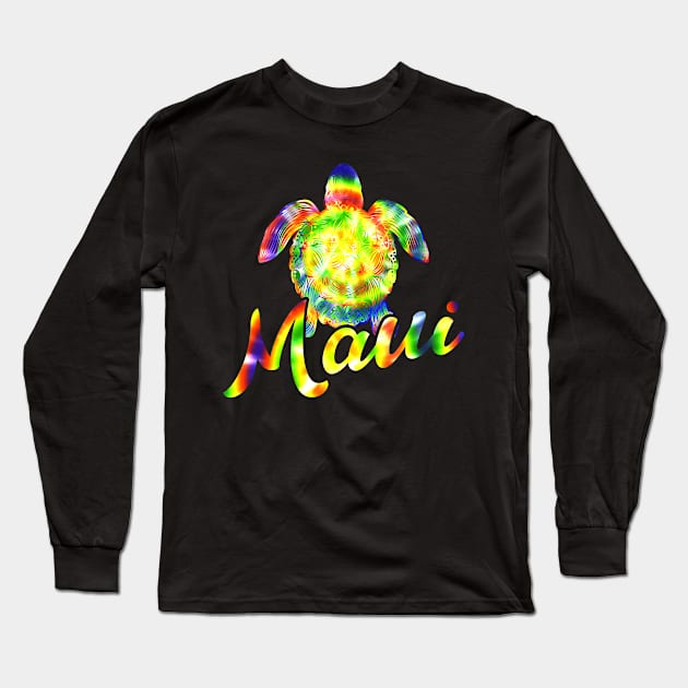 Aloha Maui Hawaiian Island Surfing Tropical Turtle Vacation Long Sleeve T-Shirt by Jas-Kei Designs